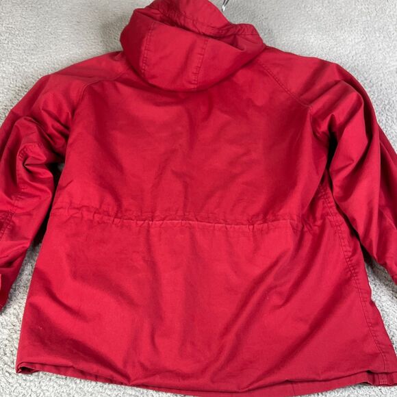 Eddie Bauer Jacket Mens Medium Red Wool Plaid Hood Lined Chore Barn Parka Coat - Picture 7 of 11